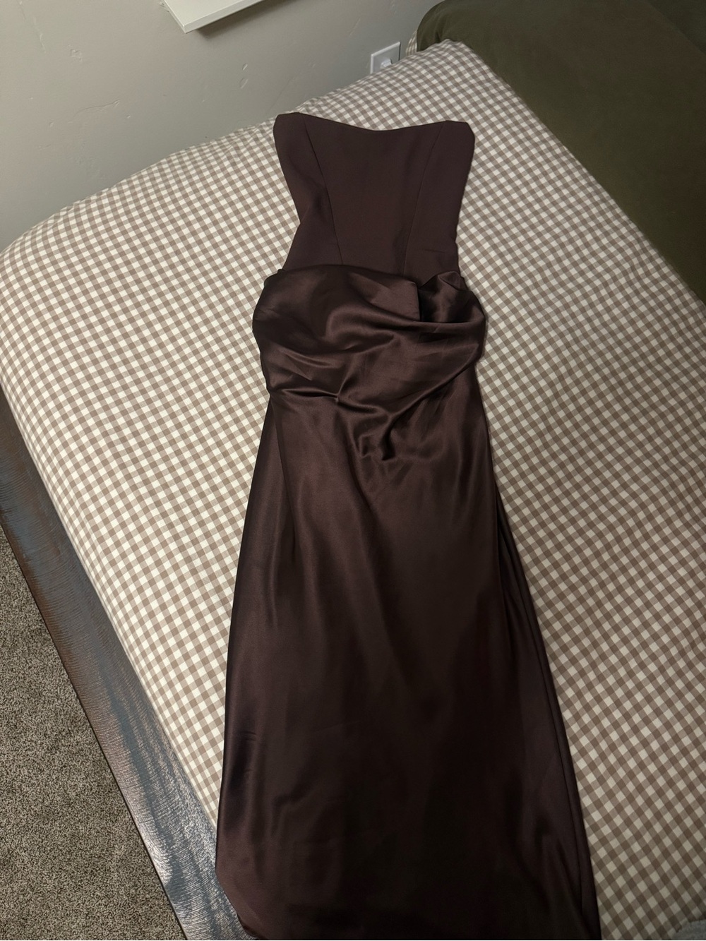 Babyboo Brown Satin Dress - with neck scarf- Women's size xs - Picture 4 of 8